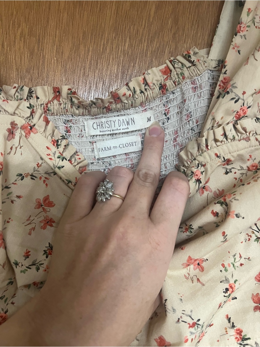 Christy Dawn Luciana Dress Pansy Cream Maxi Dress with Red Floral Print - Picture 2 of 2